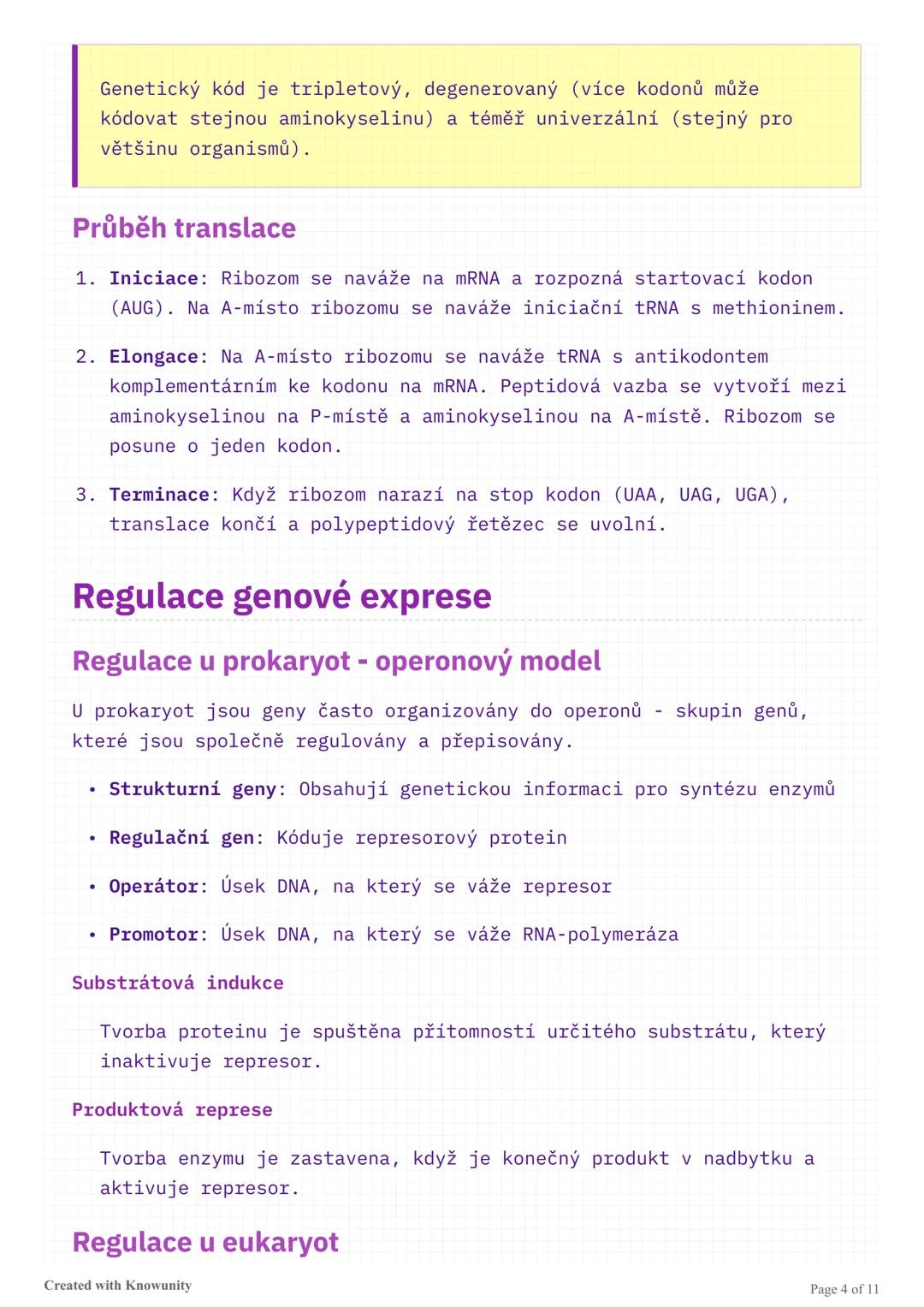 Genetika - studijní přehled pro
maturitu
Komplexní přehled genetiky zahrnující DNA, replikaci, transkripci,
translaci, genovou regulaci, mut
