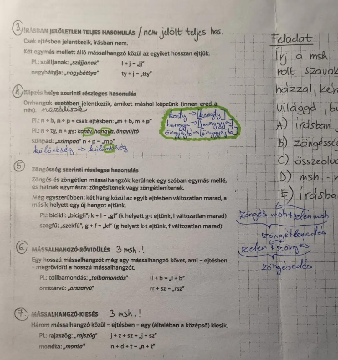 (2.) Mássalhangzók csoportosítása
Ejtésükkor mással - egy segédhanggal - együtt hangzanak, pl.: b = „bé".
A hangszalagok működése szerint