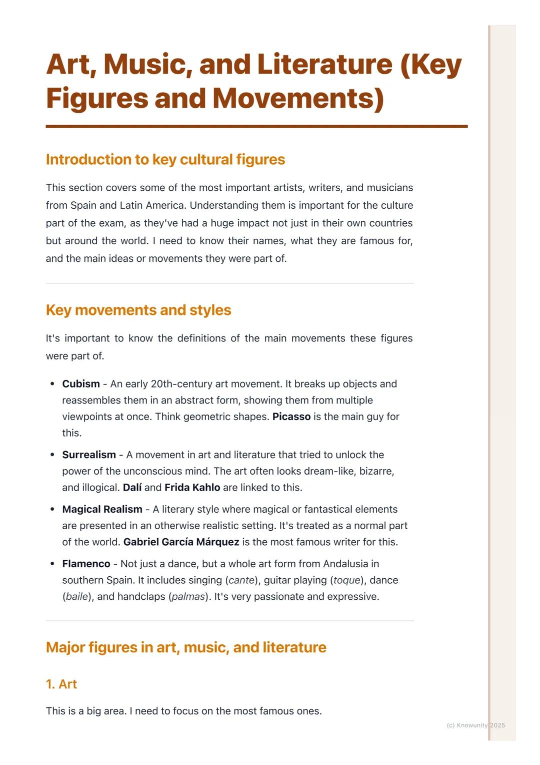 # Art, Music, and Literature (Key
Figures and Movements)
Introduction to key cultural figures
This section covers some of the most importa