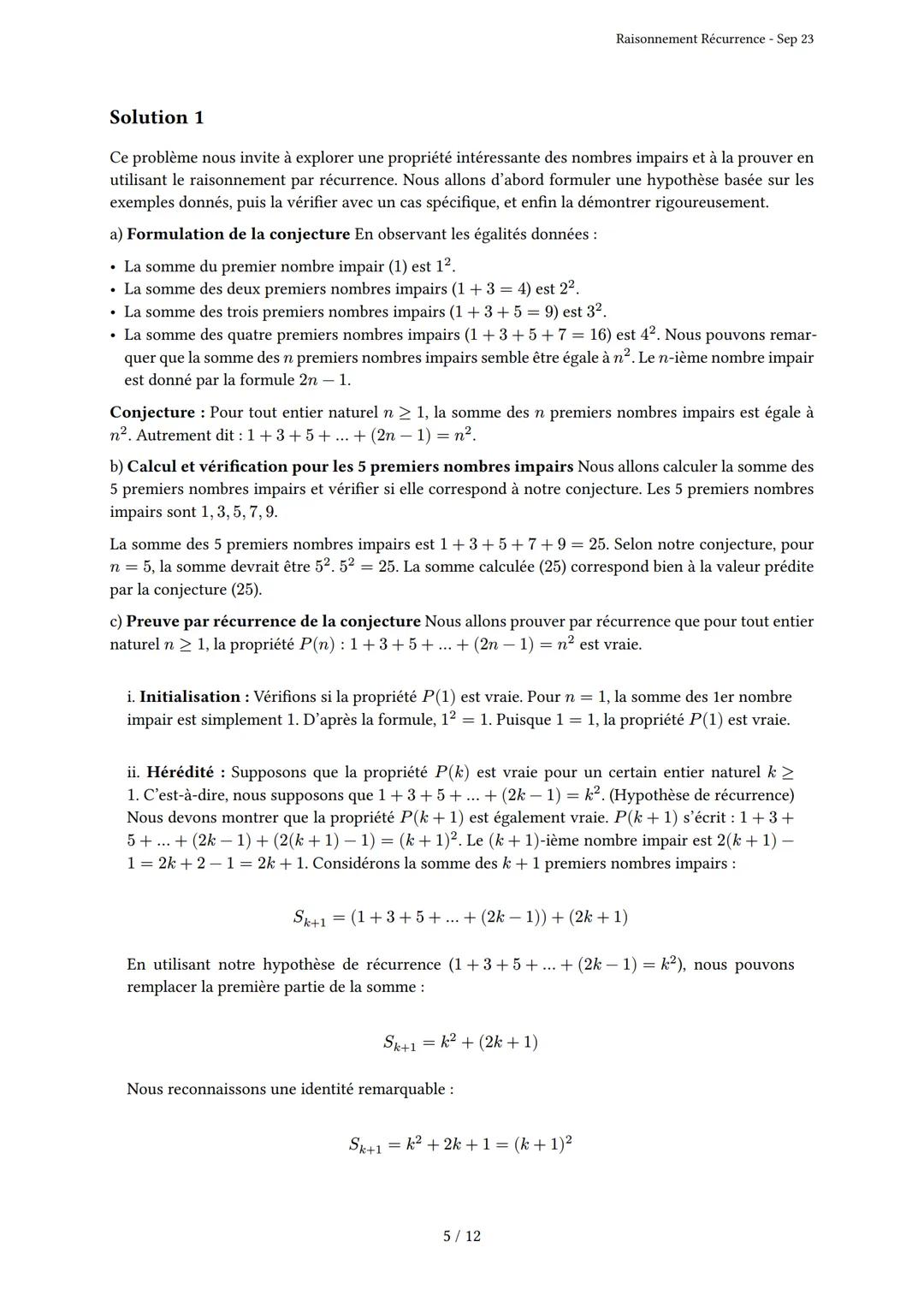 # Raisonnement Récurrence
Généré par Knowunity.fr - Sep 23
Description: Cet examen couvre le principe de récurrence, l'initialisation et l